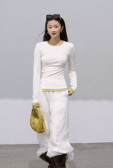 Contrast-Waist Knit Top